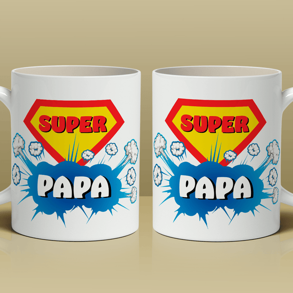 Superheld Papa - 1x bedruckte Tasse, personalisiertes Geschenk für Papa - Adamell.de