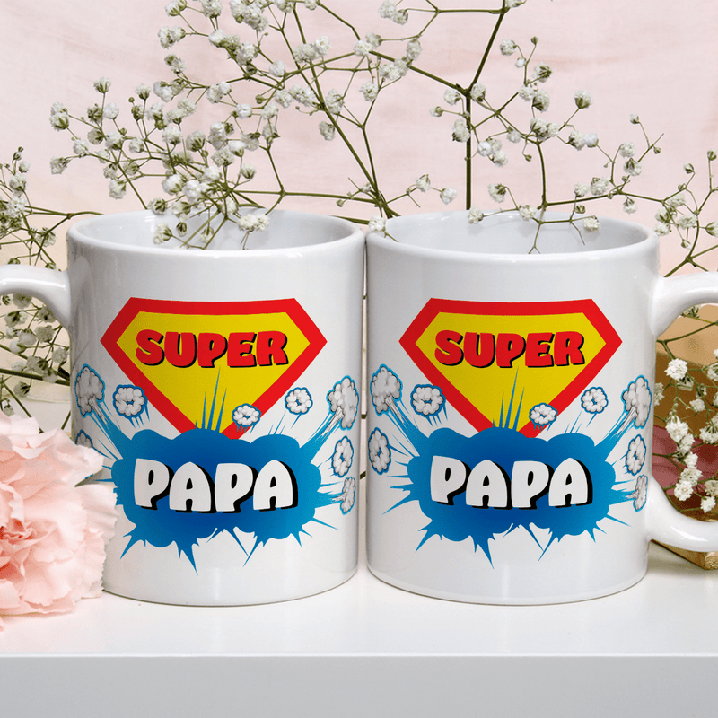 Superheld Papa - 1x bedruckte Tasse, personalisiertes Geschenk für Papa - Adamell.de