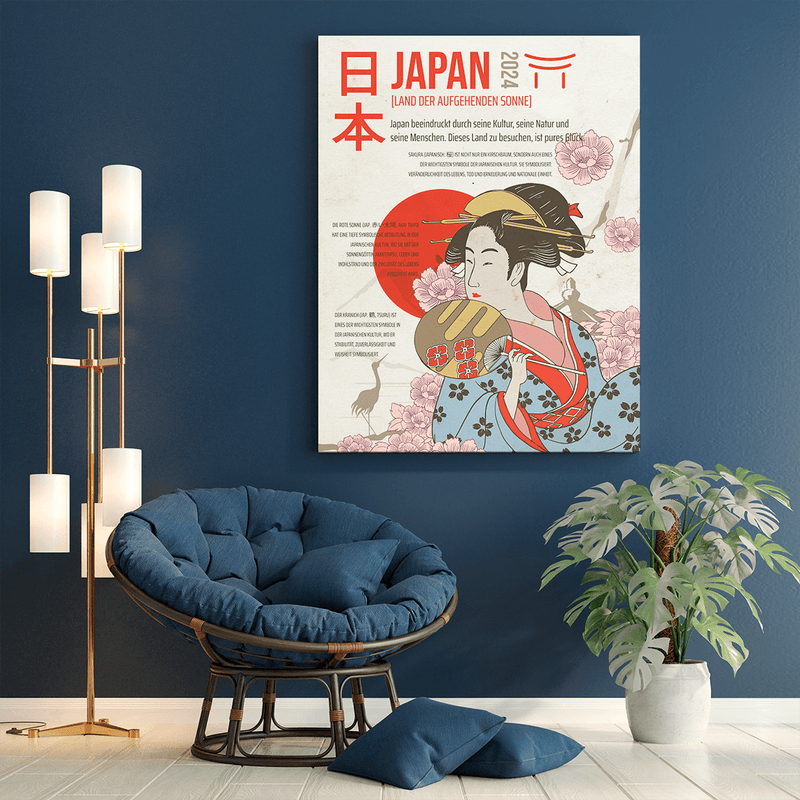 Symbole Japans - Druck auf Leinwand, personalisiertes Geschenk für Frau - Adamell.de
