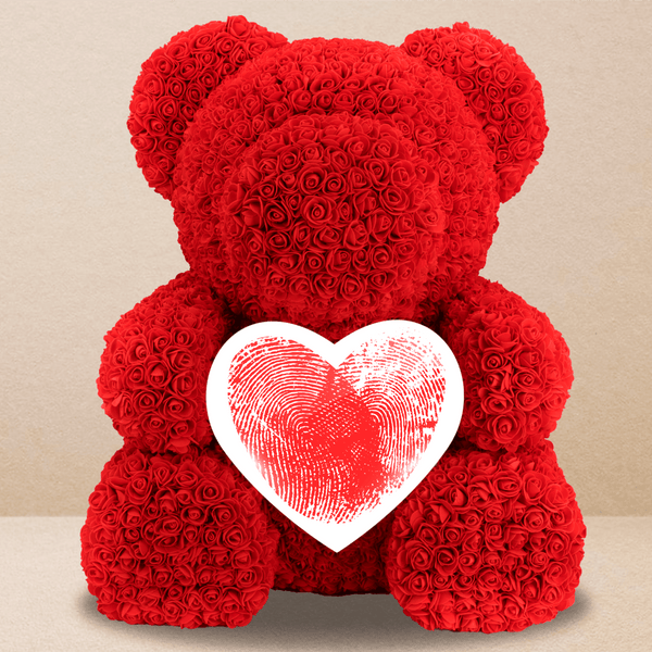 Teddybär mit Herz - Rosenbären mit Aufdruck, personalisiertes Geschenk für Frau - Adamell.de