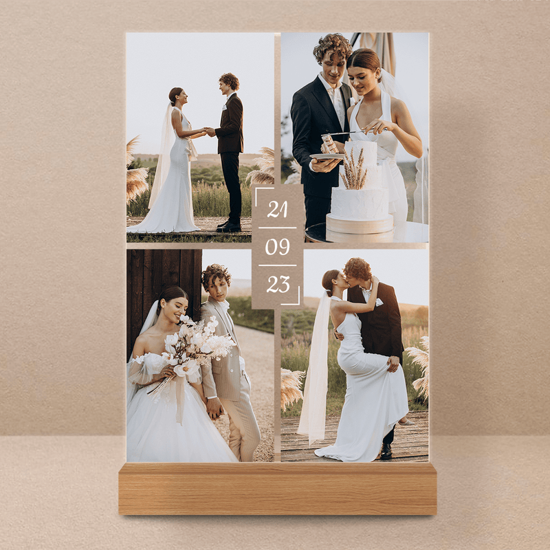 Unser Hochzeitstag - Druck auf Glas, personalisiertes Geschenk für Paare - Adamell.de