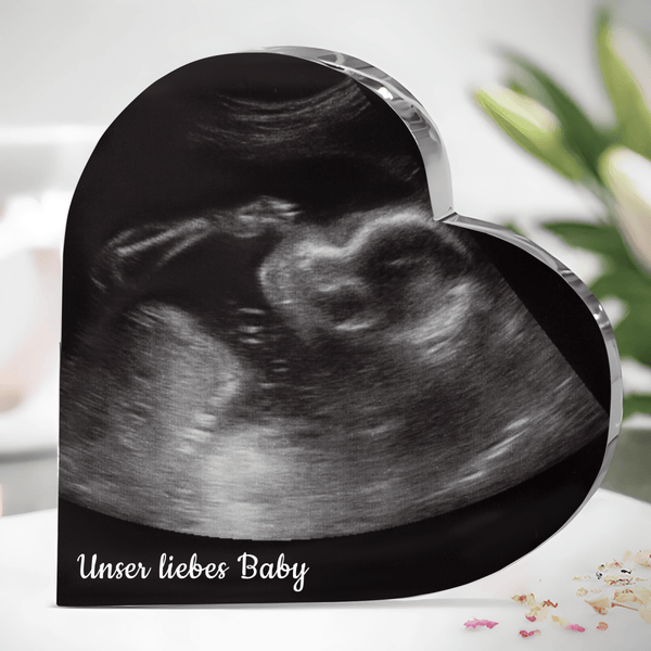 Unser liebes Baby - Herz aus Glas, personalisiertes Geschenk für Eltern - Adamell.de