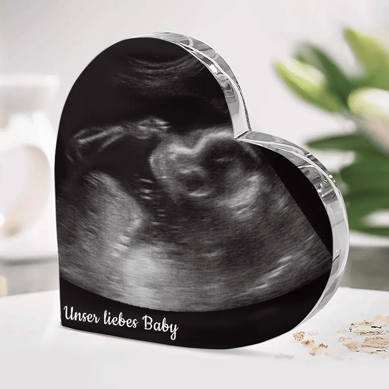 Unser liebes Baby - Herz aus Glas, personalisiertes Geschenk für Eltern - Adamell.de