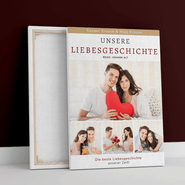 Unsere Liebesgeschichte - Druck auf Leinwand, personalisiertes Geschenk für Paar - Adamell.de