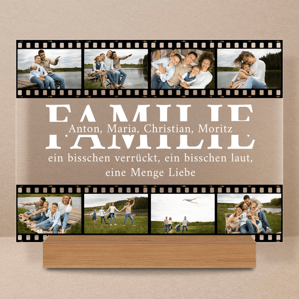 Unsere wunderbare Familie - Druck auf Glas, personalisiertes Geschenk für Eltern - Adamell.de