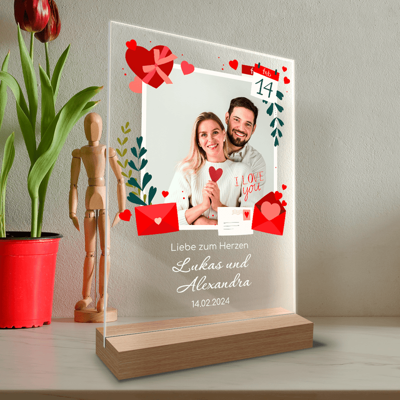 Valentinstag Design + Foto - Druck auf Glas, personalisiertes Geschenk für Paar - Adamell.de
