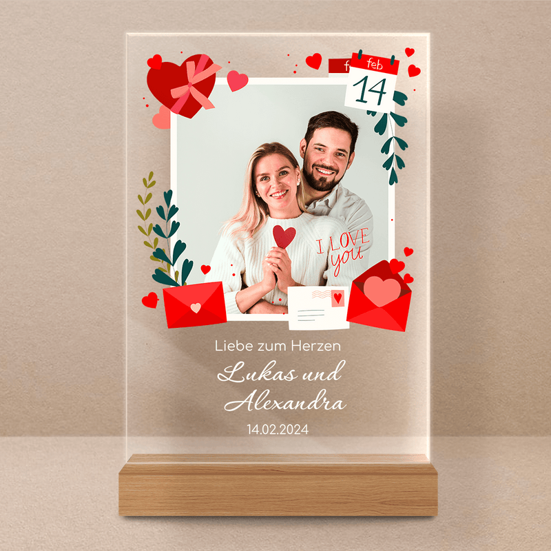 Valentinstag Design + Foto - Druck auf Glas, personalisiertes Geschenk für Paar - Adamell.de
