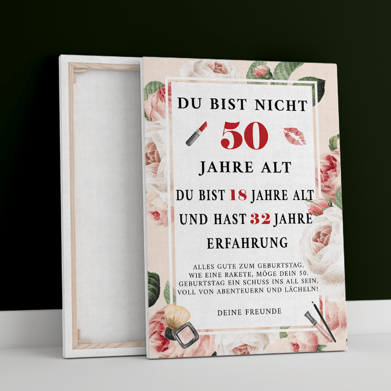 Verrückt 50 - Druck auf Leinwand, personalisiertes Geschenk für Frau - Adamell.de