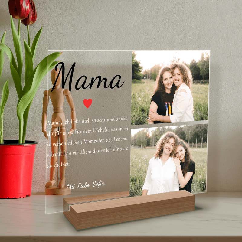 Vielen Dank, Mutti! - Druck auf Glas, personalisiertes Geschenk für Mama - Adamell.de