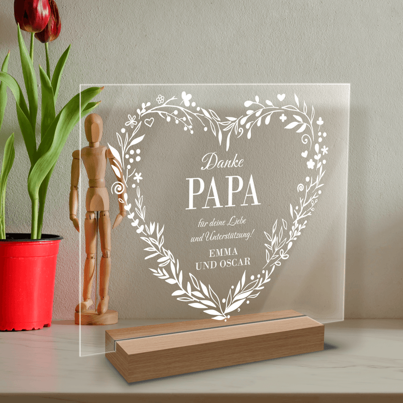Vielen Dank, Papa - Druck auf Glas, personalisiertes Geschenk für Papa - Adamell.de