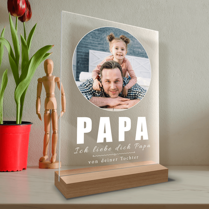 Von deiner Tochter - Druck auf Glas, personalisiertes Geschenk für Papa - Adamell.de