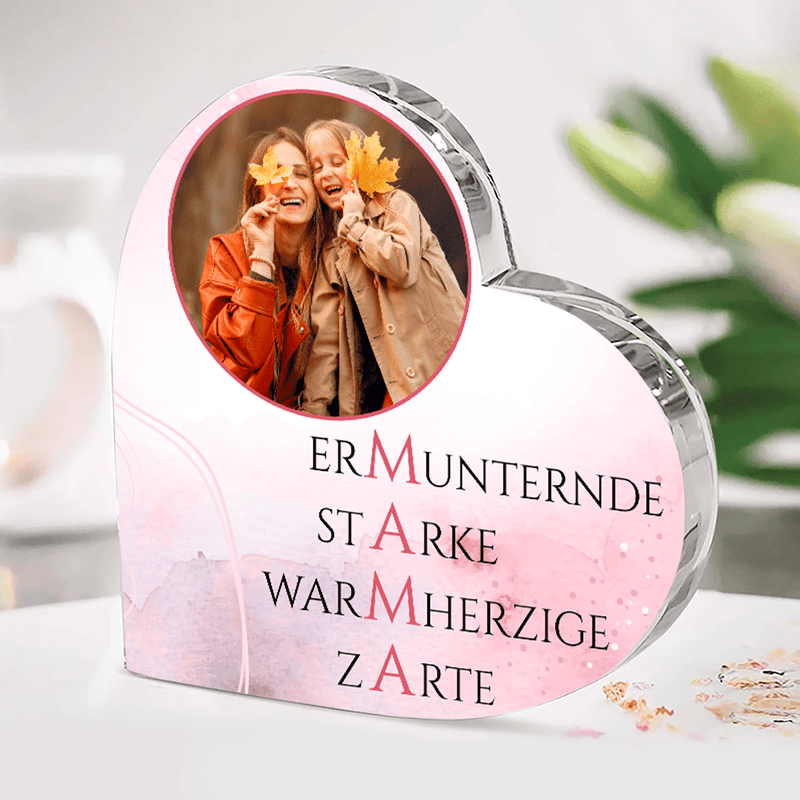 Vorteile für die Mutter - Herz aus Glas, personalisiertes Geschenk für Mama - Adamell.de