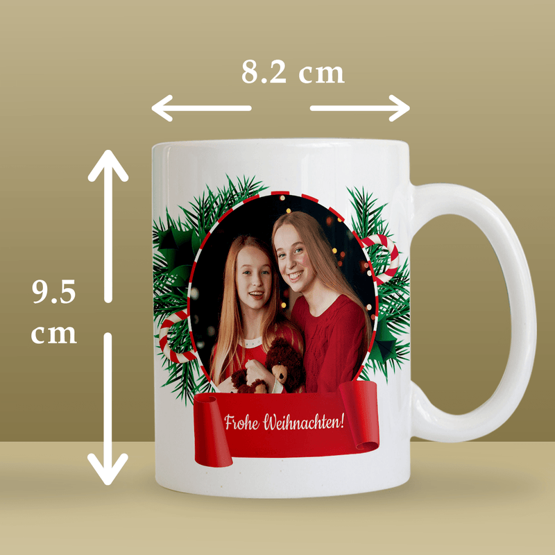 Weihnachten mit Schwester - 1x Bedruckte Tasse, personalisiertes Geschenk für Schwester - Adamell.de