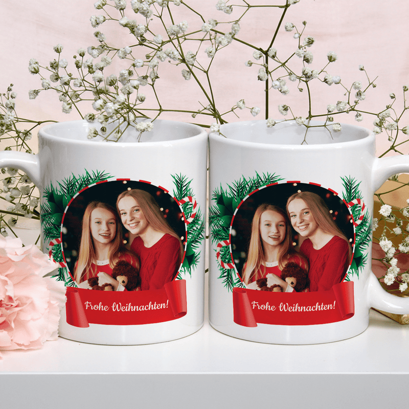 Weihnachten mit Schwester - 1x Bedruckte Tasse, personalisiertes Geschenk für Schwester - Adamell.de