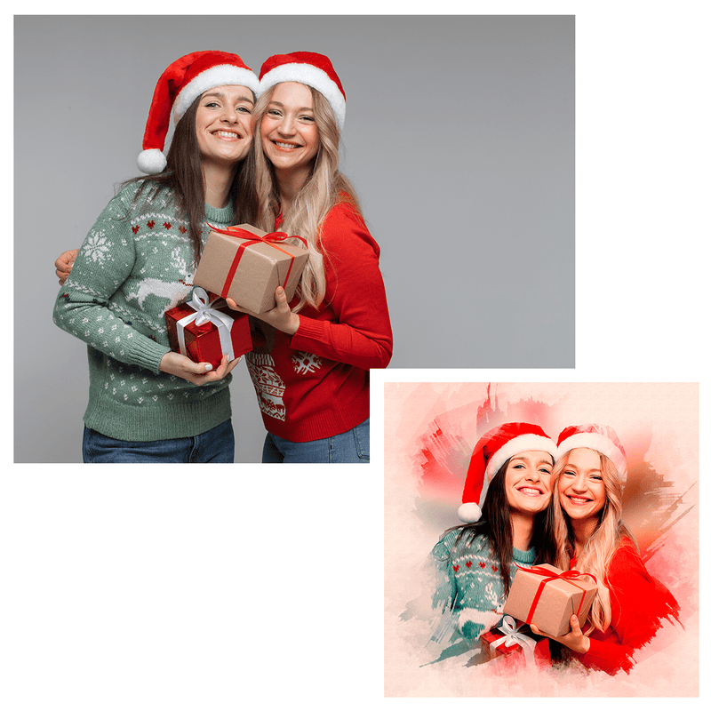 Weihnachten mit Schwester - Druck auf Leinwand, personalisiertes Geschenk für Schwester - Adamell.de