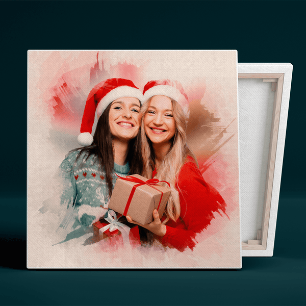 Weihnachten mit Schwester - Druck auf Leinwand, personalisiertes Geschenk für Schwester - Adamell.de