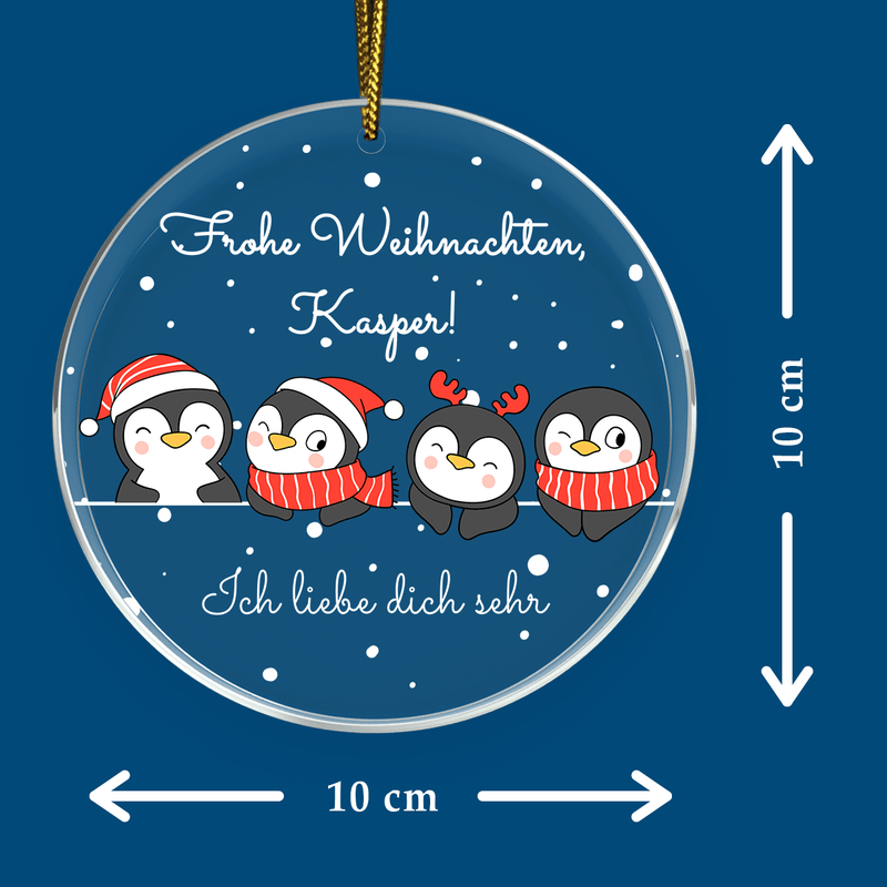 Weihnachten Pinguine - Christbaumkugel, personalisiertes Geschenk für Mann - Adamell.de