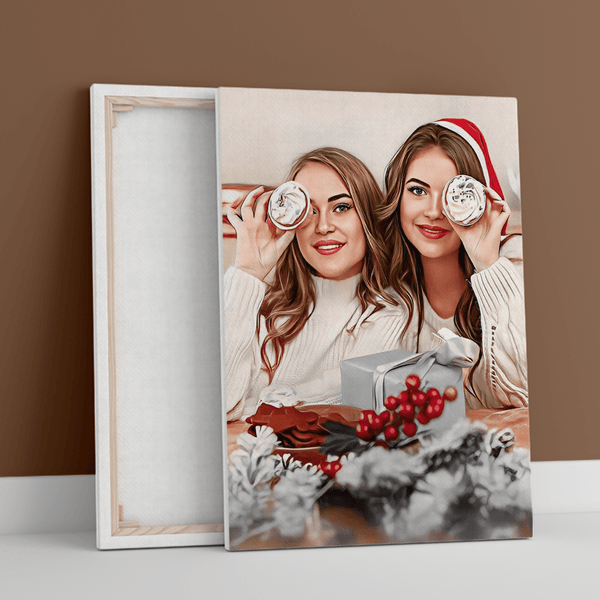 Weihnachten Schwestern - Druck auf Leinwand, personalisiertes Geschenk für Schwester - Adamell.de