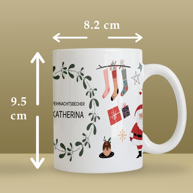 Weihnachtliche Atmosphäre - 1x Bedruckte Tasse, personalisiertes Geschenk für Freundin - Adamell.de