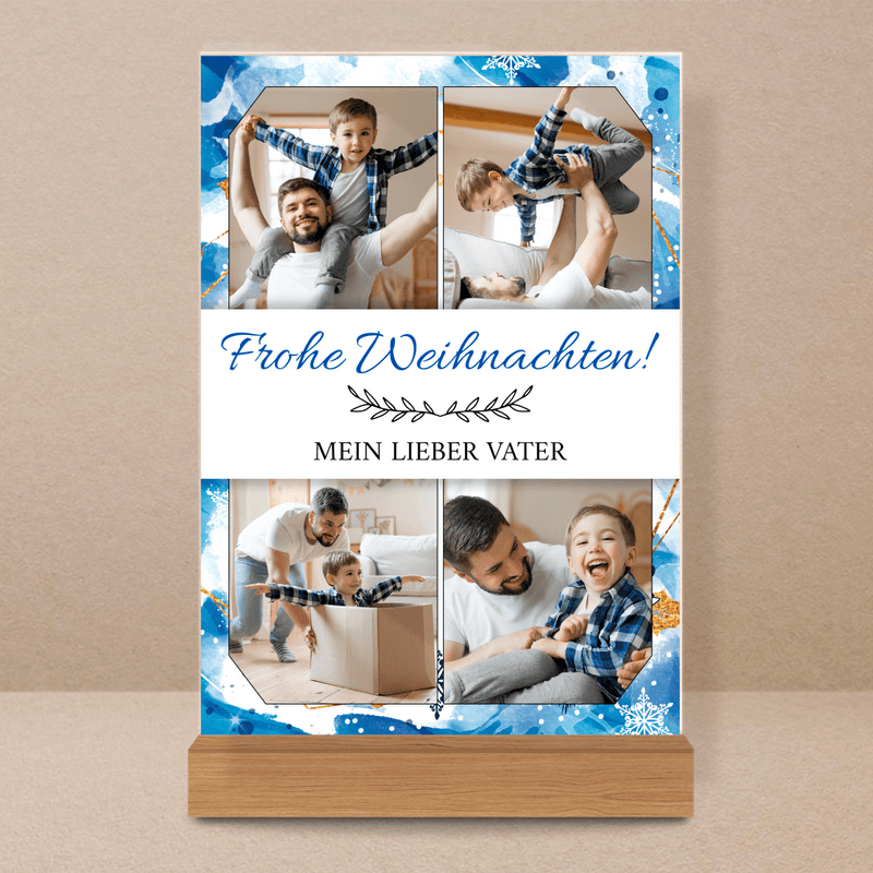 Weihnachts-Collage mit Papa - Druck auf Glas, personalisiertes Geschenk für Papa - Adamell.de