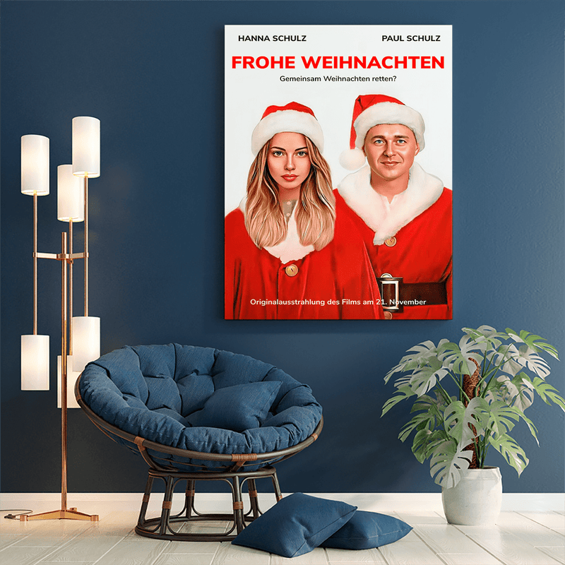 Weihnachts-Filmplakat - Druck auf Leinwand, personalisiertes Geschenk für Frau - Adamell.de