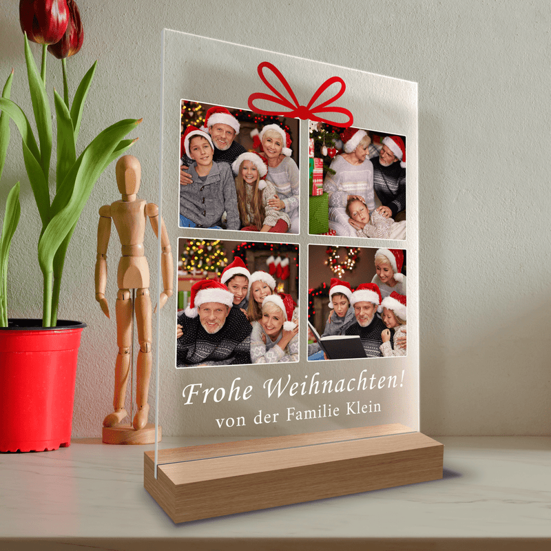 Weihnachts-Fotocollage - Druck auf Glas, personalisiertes Geschenk für Familie - Adamell.de