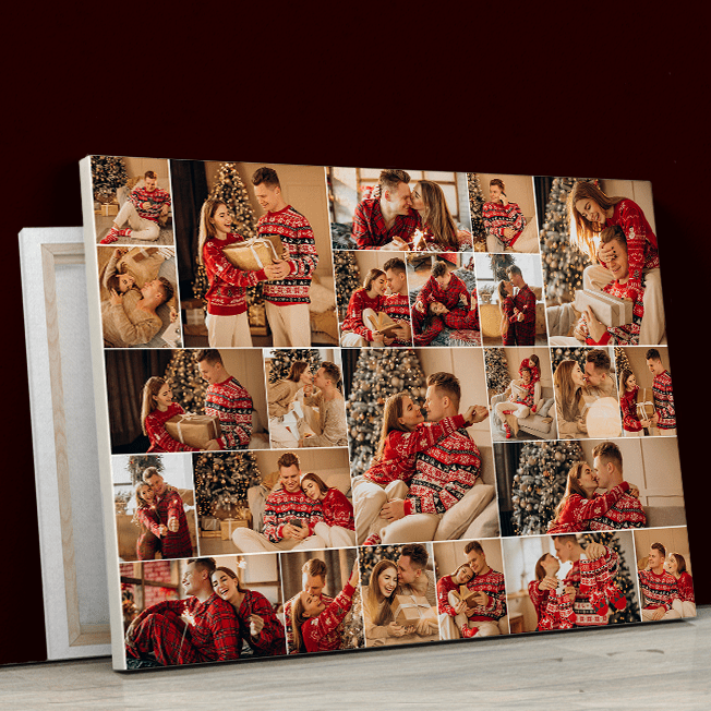Weihnachtscollage aus 24 Fotos - Druck auf Leinwand, personalisiertes Geschenk - Adamell.de