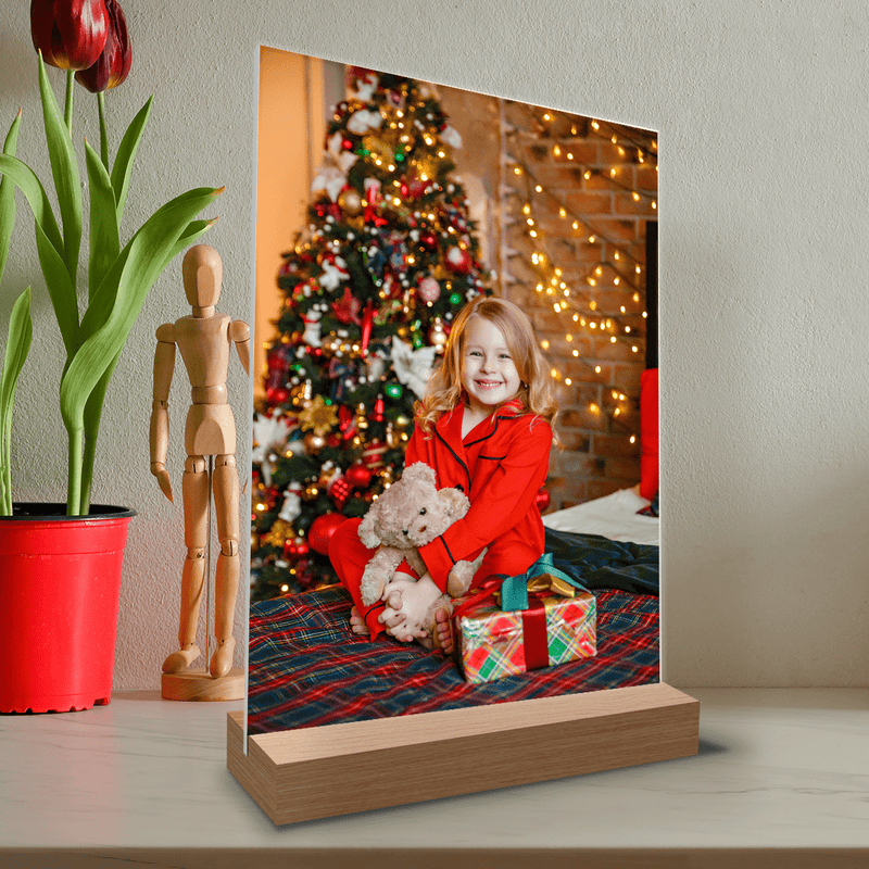 Weihnachtsfoto des Kindes - Druck auf Glas, personalisiertes Geschenk für Kind - Adamell.de