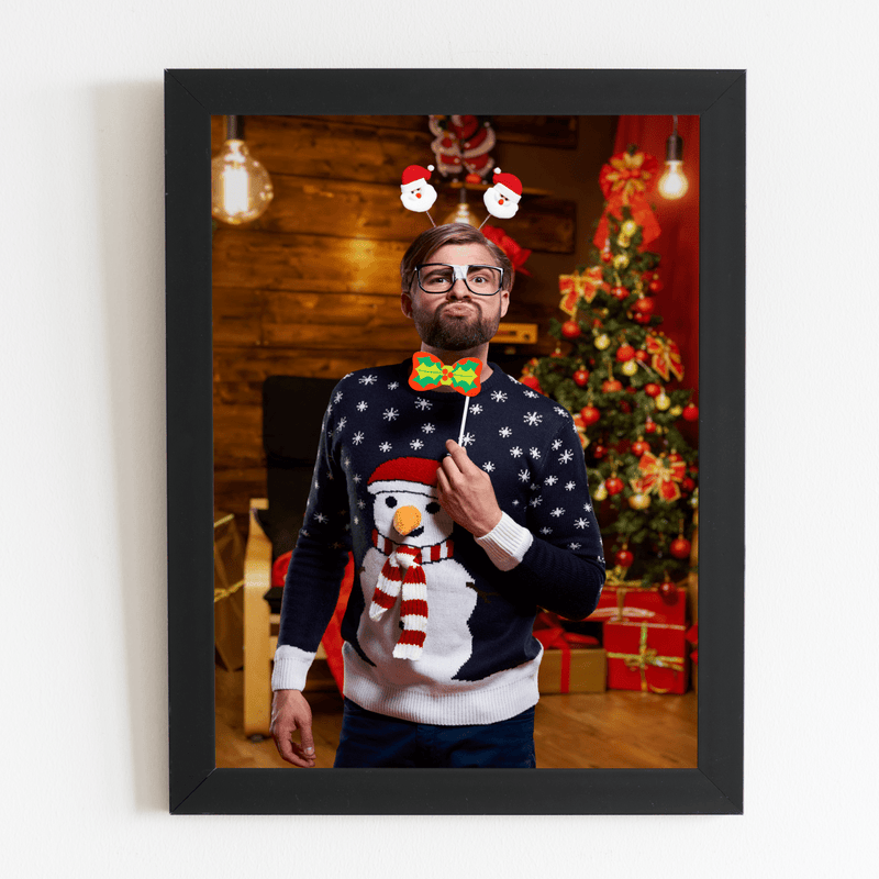 Weihnachtsfoto eines Jungen - Druck auf Glas, personalisiertes Geschenk für Mann - Adamell.de
