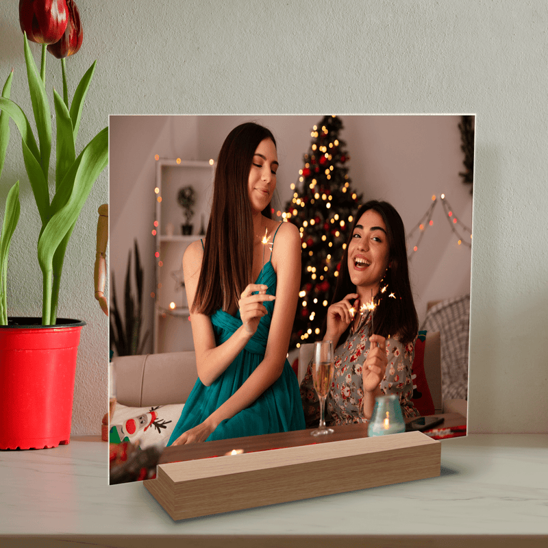 Weihnachtsfoto mit einem Freund - Druck auf Glas, personalisiertes Geschenk für Freunde - Adamell.de