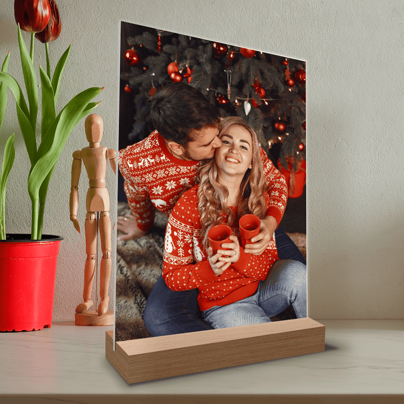 Weihnachtsfoto mit Freundin - Druck auf Glas, personalisiertes Geschenk für Frau - Adamell.de