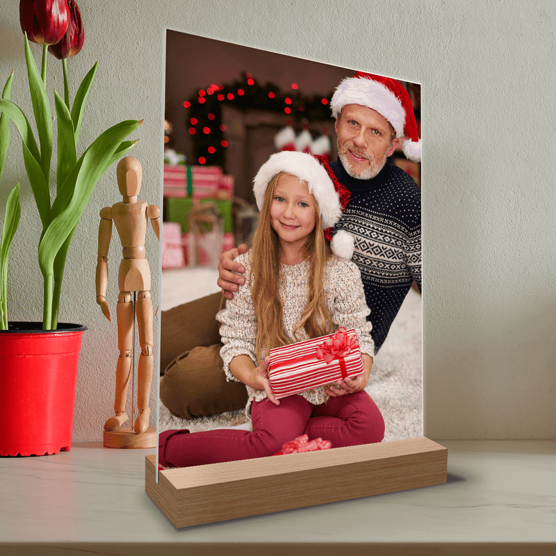 Weihnachtsfoto mit Großvater - Druck auf Glas, personalisiertes Geschenk für Opa - Adamell.de