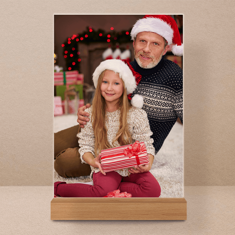 Weihnachtsfoto mit Großvater - Druck auf Glas, personalisiertes Geschenk für Opa - Adamell.de