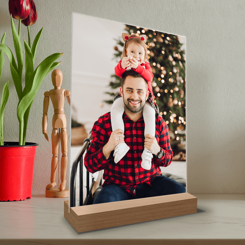 Weihnachtsfoto mit Papa - Druck auf Glas, personalisiertes Geschenk für Papa - Adamell.de
