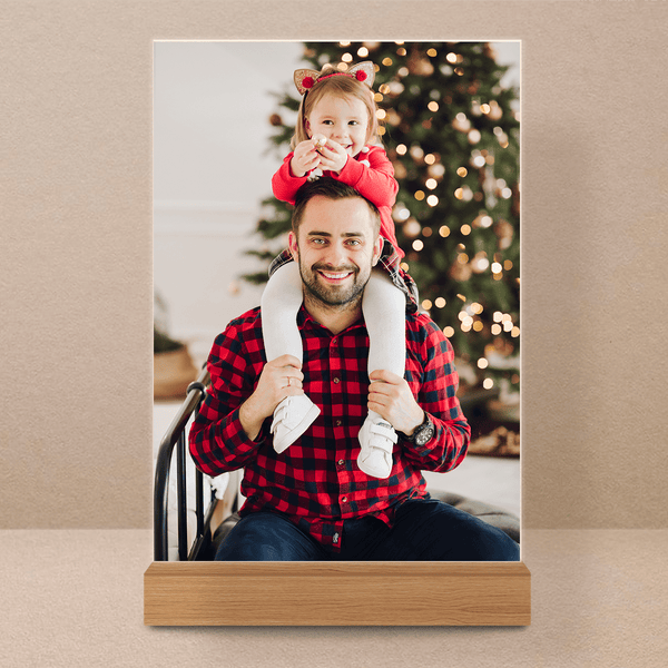 Weihnachtsfoto mit Papa - Druck auf Glas, personalisiertes Geschenk für Papa - Adamell.de