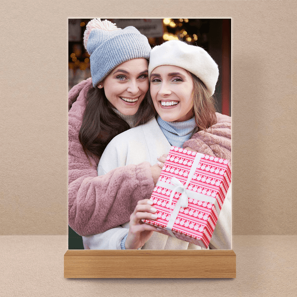 Weihnachtsfoto von Schwestern - Druck auf Glas, personalisiertes Geschenk für Schwester - Adamell.de