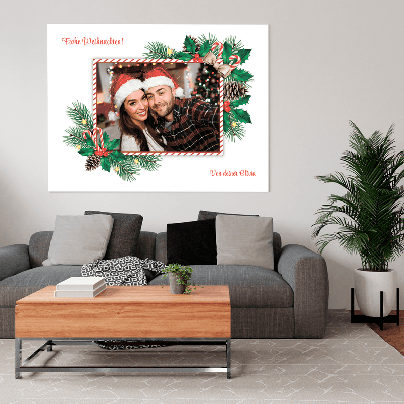 Weihnachtsfoto + Wünsche - Druck auf Leinwand, personalisiertes Geschenk für Mann - Adamell.de
