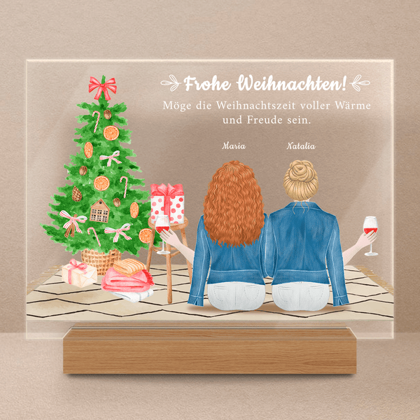 Weihnachtsgrafik für Schwestern - Druck auf Glas, personalisiertes Geschenk für Schwester - Adamell.de