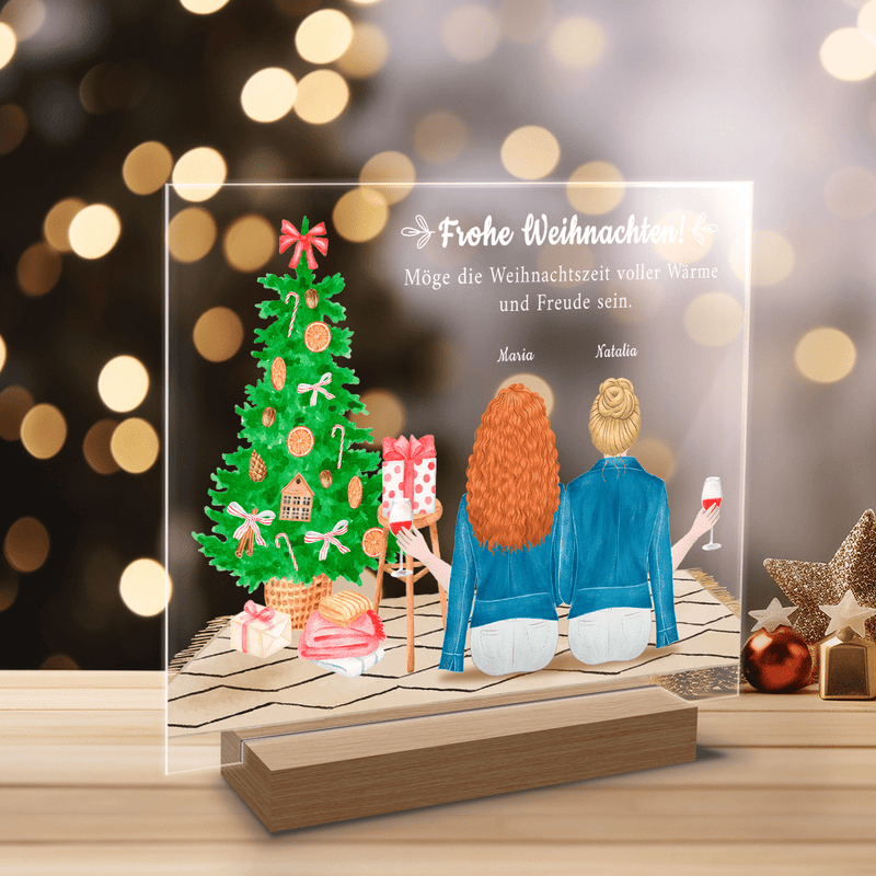 Weihnachtsgrafik für Schwestern - Druck auf Glas, personalisiertes Geschenk für Schwester - Adamell.de