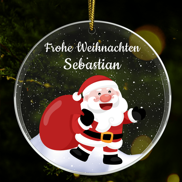 Weihnachtsgrafik + Name - Christbaumkugel, personalisiertes Geschenk für Freund - Adamell.de