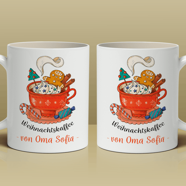 Weihnachtskaffee - 1x bedruckte Tasse, personalisiertes Geschenk für Oma - Adamell.de
