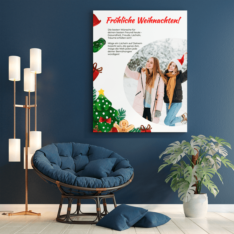 Weihnachtskarte mit Text und Foto - Druck auf Leinwand, personalisiertes Geschenk - Adamell.de