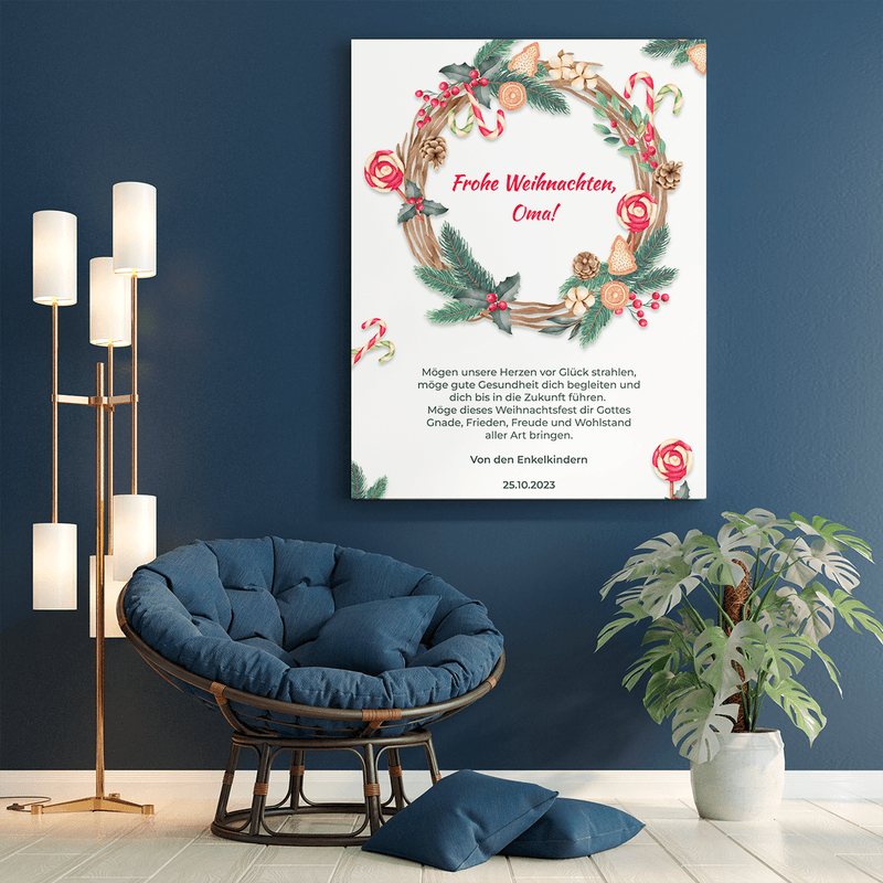 Weihnachtskranz - Druck auf Leinwand, personalisiertes Geschenk für Oma - Adamell.de