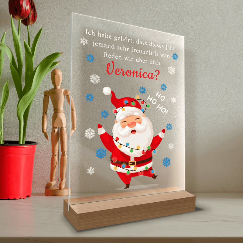 Weihnachtsmann - Druck auf Glas, personalisiertes Geschenk für Kind - Adamell.de