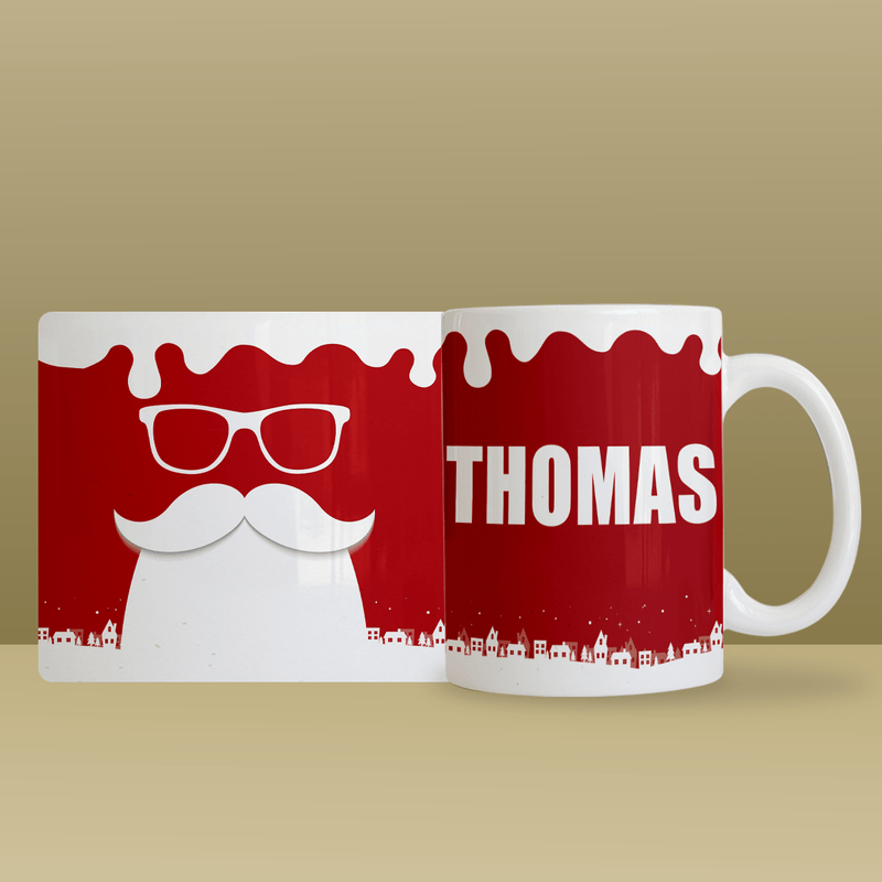 Weihnachtsmann + Name - 1x Bedruckte Tasse, personalisiertes Geschenk für Opa - Adamell.de