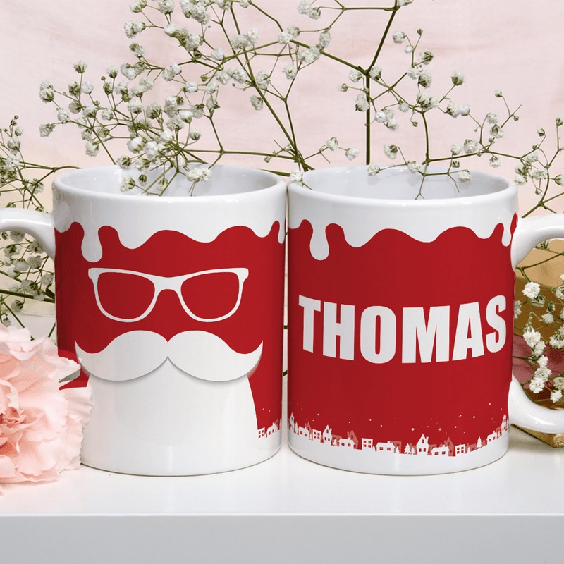 Weihnachtsmann + Name - 1x Bedruckte Tasse, personalisiertes Geschenk für Opa - Adamell.de