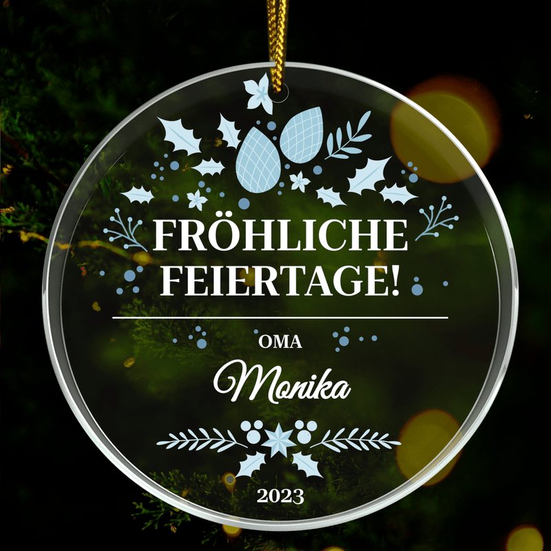 Weihnachtsmotiv mit Wünschen - Christbaumkugel, personalisiertes Geschenk für Oma - Adamell.de