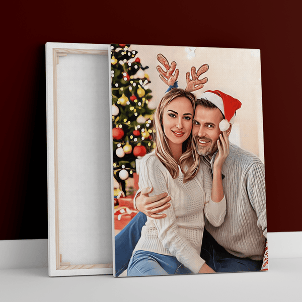 Weihnachtspärchen - Druck auf Leinwand, personalisiertes Geschenk für Paar - Adamell.de