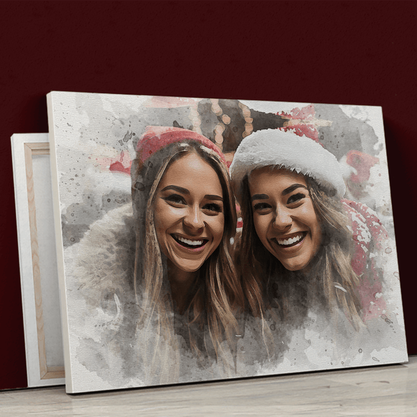 Weihnachtsporträt - Druck auf Leinwand, personalisiertes Geschenk für Freundin - Adamell.de