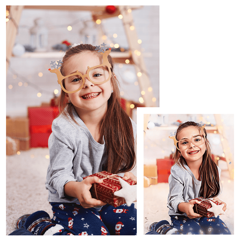 Weihnachtsporträt - Druck auf Leinwand, personalisiertes Geschenk für Kind - Adamell.de